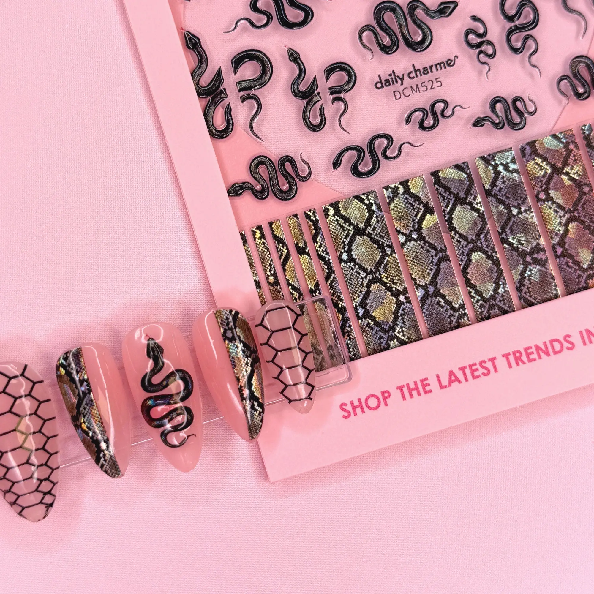 3D Embossed Nail Art Sticker Holo Sunbeam Snake - Image 2