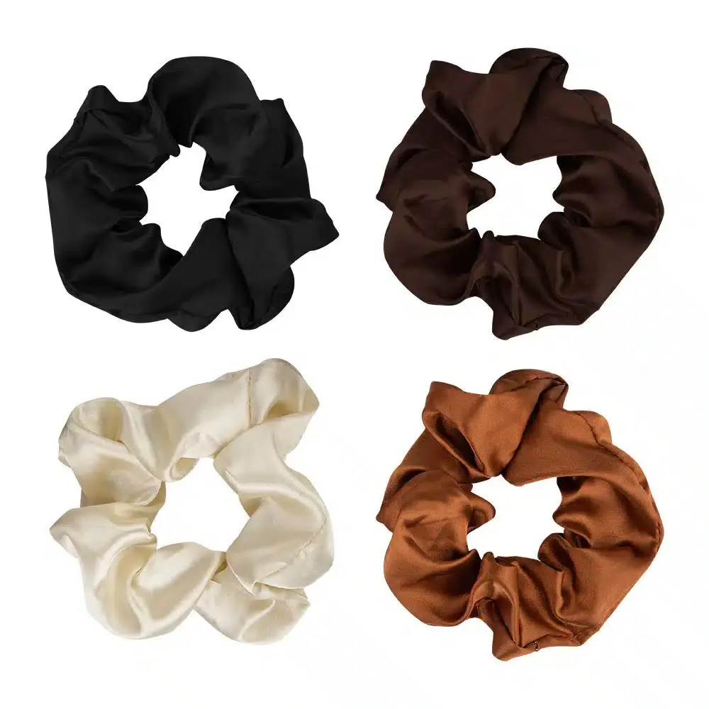 Nude Satin Scrunchies Set