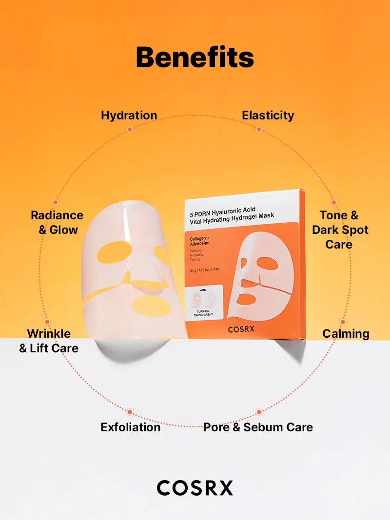 5 PDRN Hyaluronic Acid Vital Hydrating Hydrogel Mask 3-Pack - Image 2