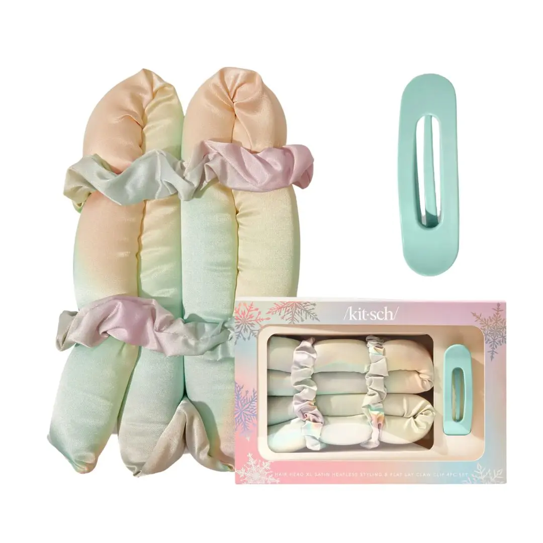 Hair Hero XL Satin Heatless Styling & Flat Lay Claw 4 Piece Set Aura