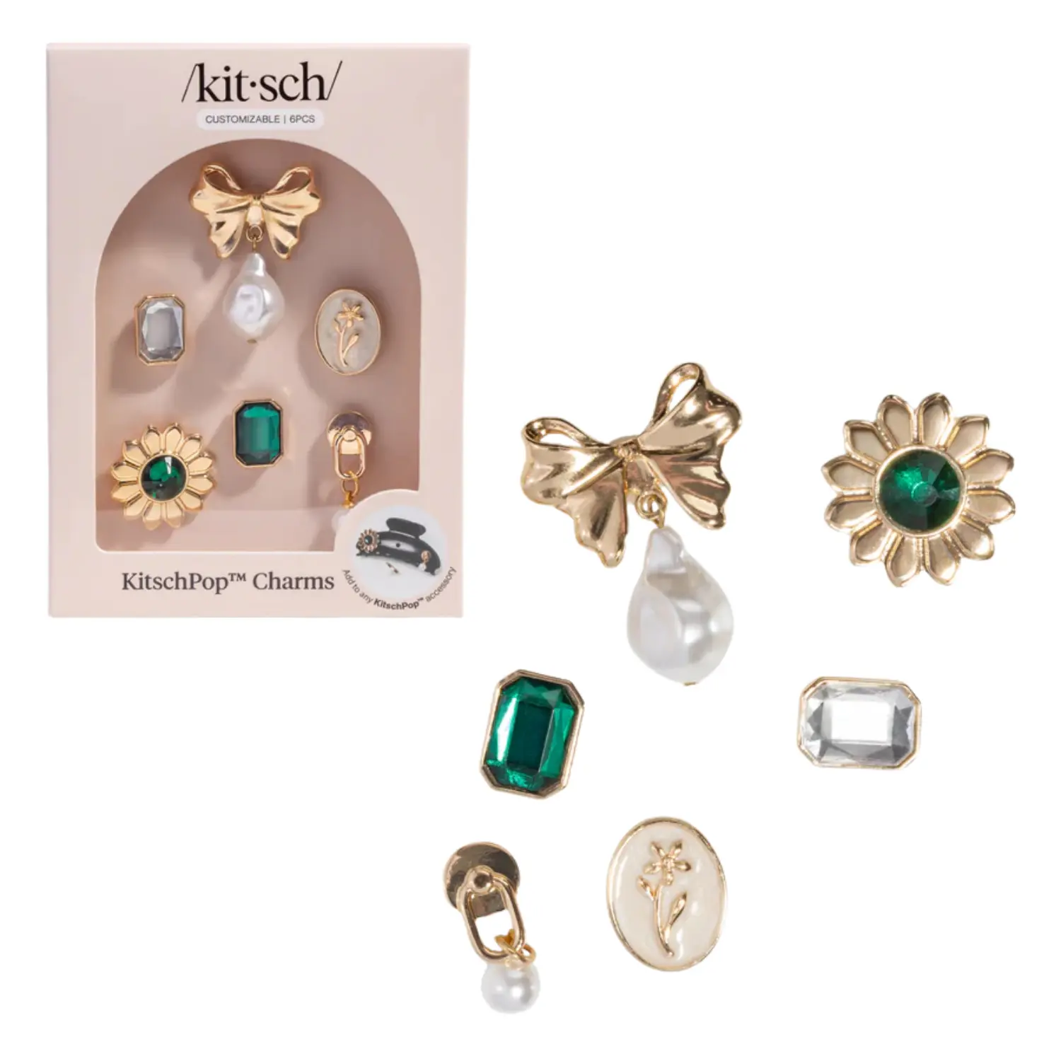 Kitschpop Charms 6pc Set Vintage Emerald