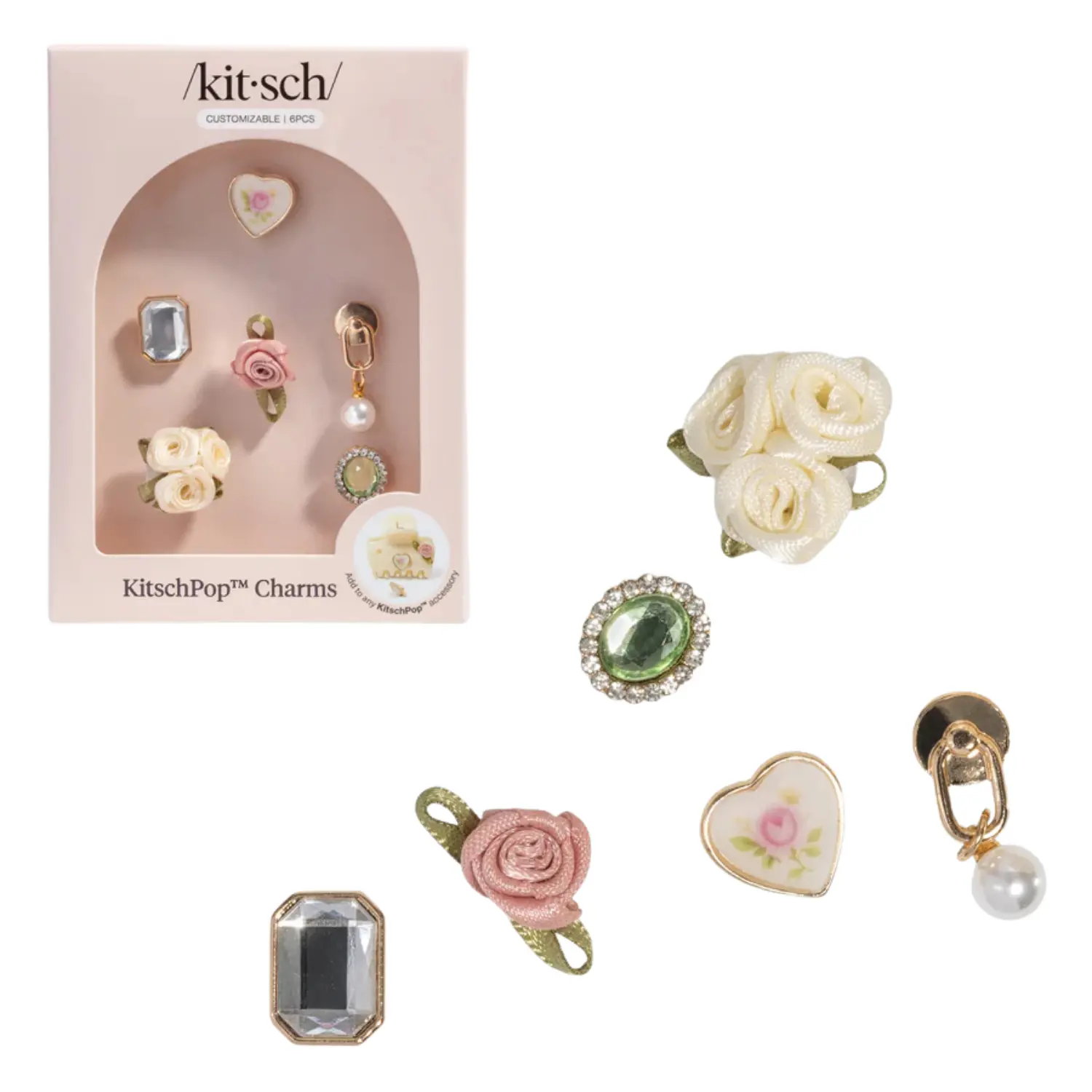 Kitschpop Charms 6pc Set Vintage Ivory