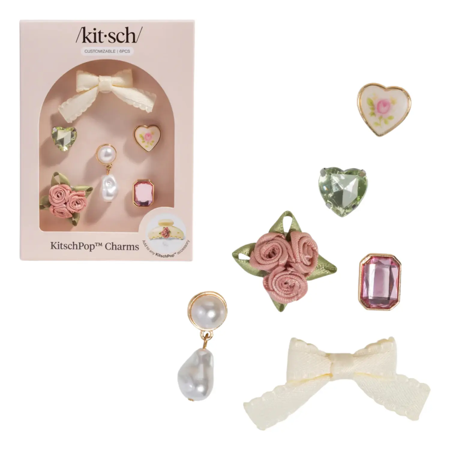 Kitschpop Charms 6pc Set Vintage Pink