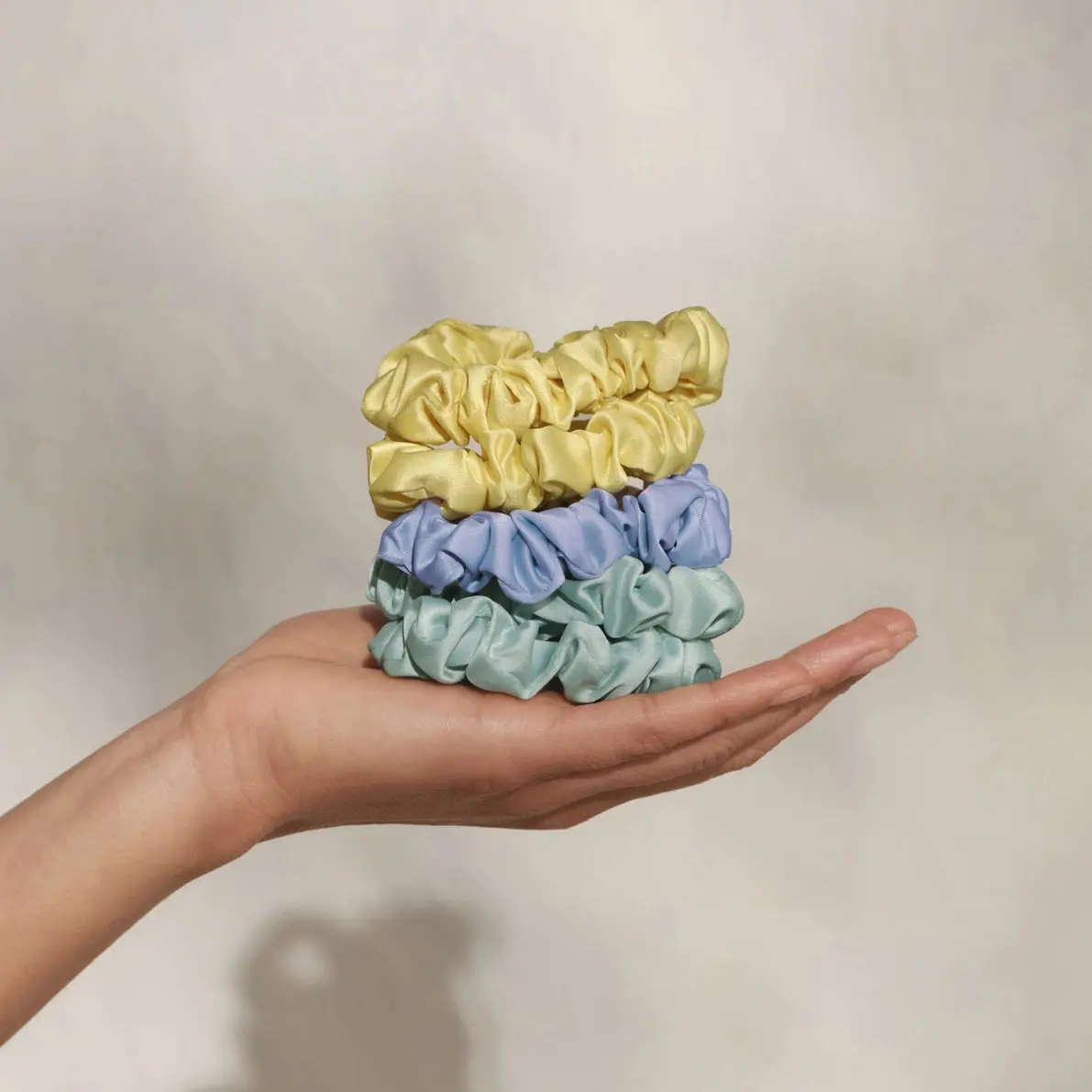 Ruched Satin Scrunchies 5pc Set Multi Color - Image 4