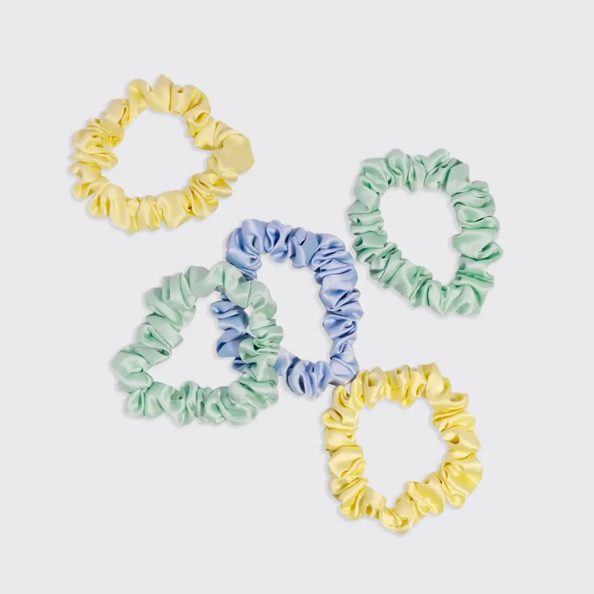 Ruched Satin Scrunchies 5pc Set Multi Color - Image 5