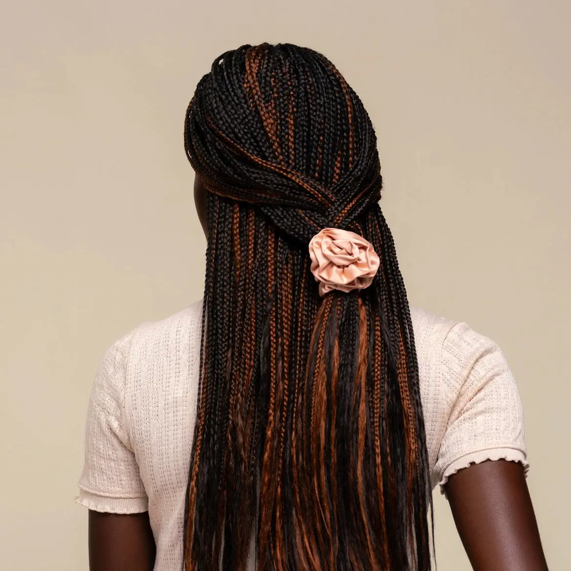 Satin Rosette Ruched Scrunchies Set Terracotta - Image 4