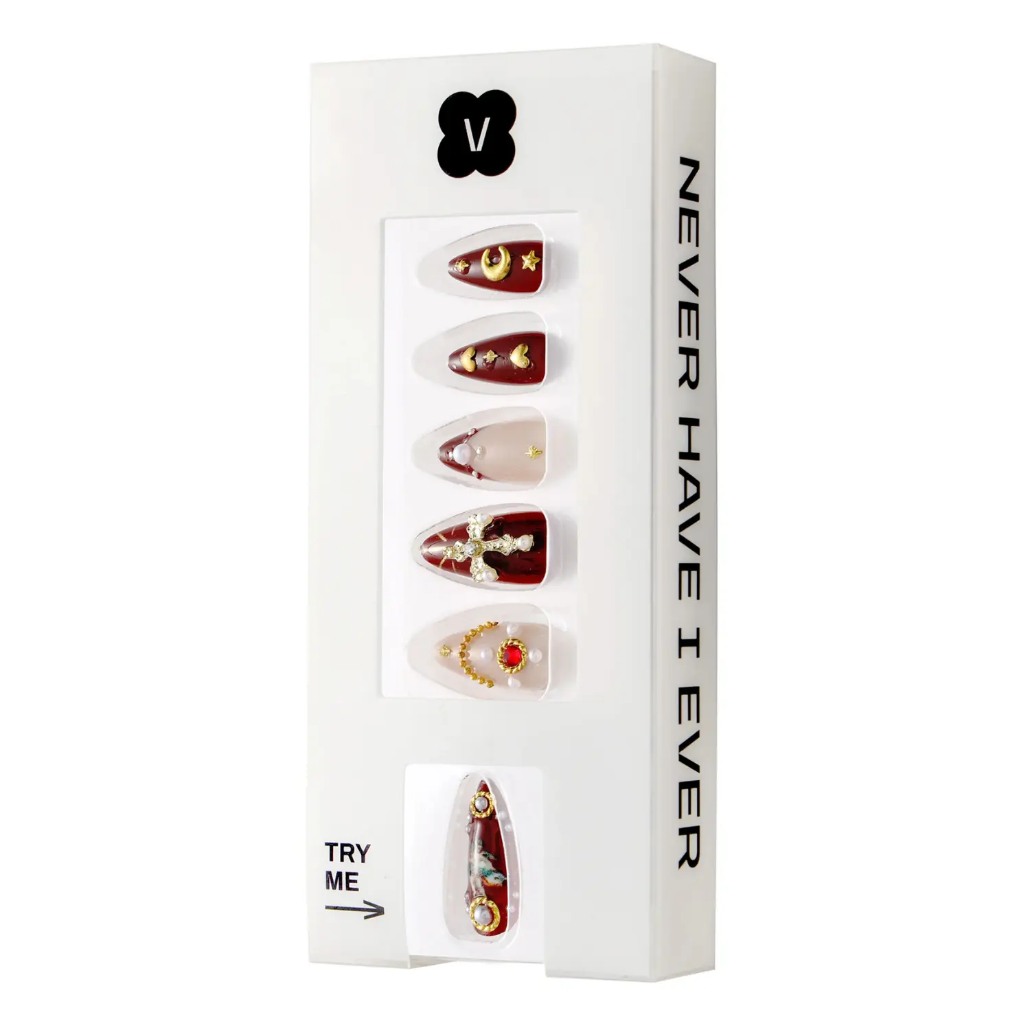 Press-On Nails Burgundy Cherub