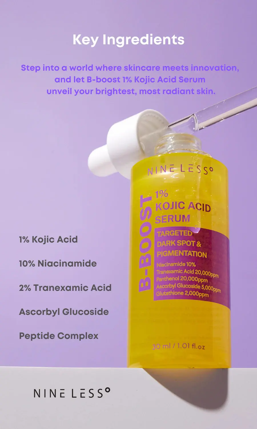 Sérum à l'acide kojique 1 % Nine Less B-Boost - Image 3