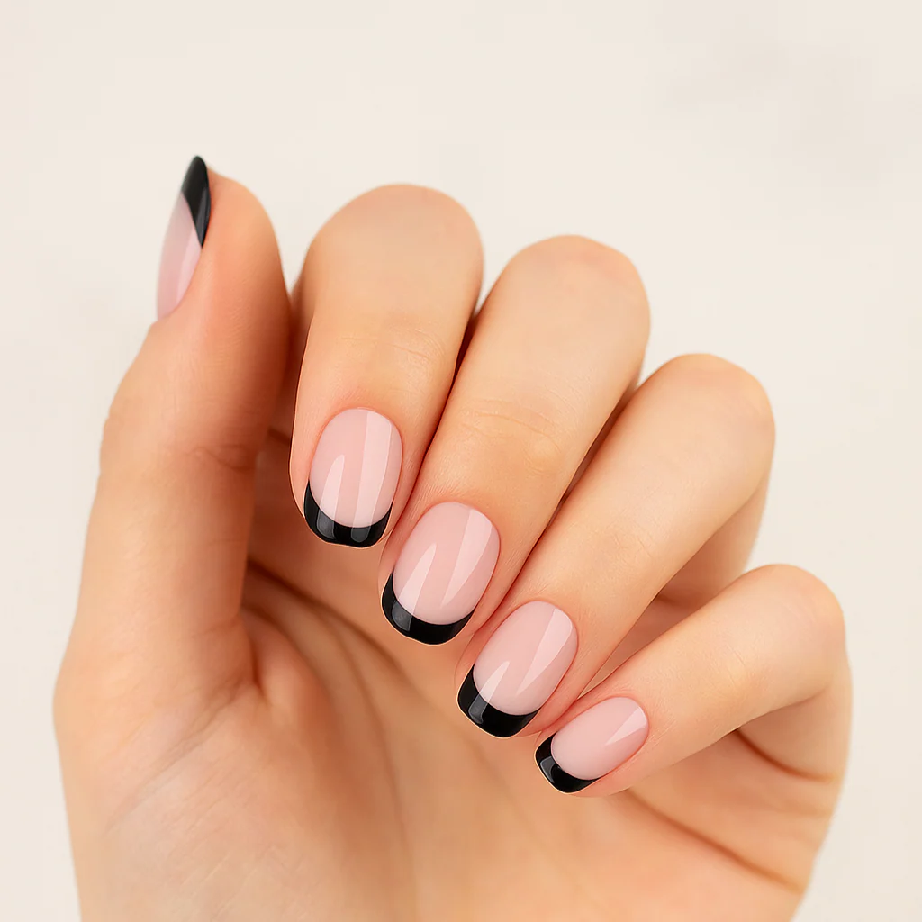 Press On French Nails Black /  Pink - Image 2