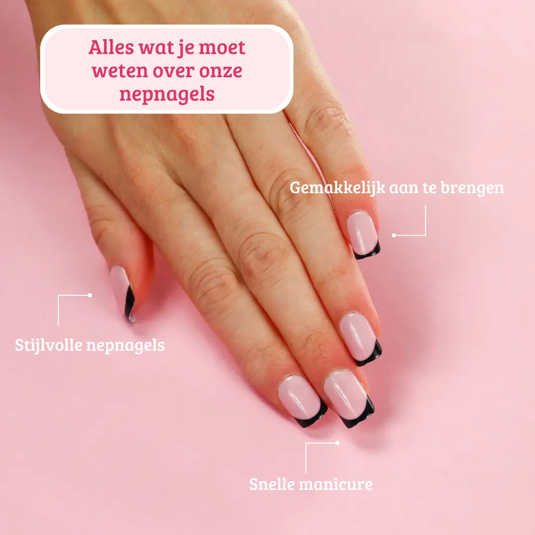 Press On French Nails Black /  Pink - Image 9