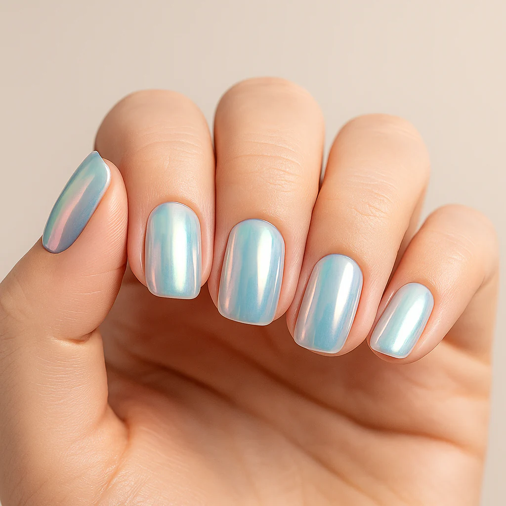 Press On French Nails Metallic Pearlescent - Image 2