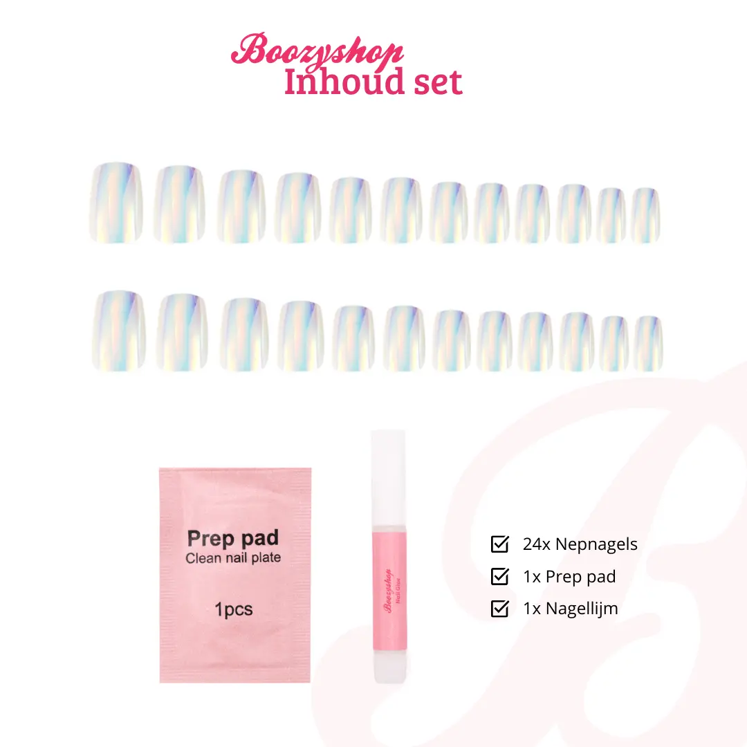 Press On French Nails Metallic Pearlescent - Image 4