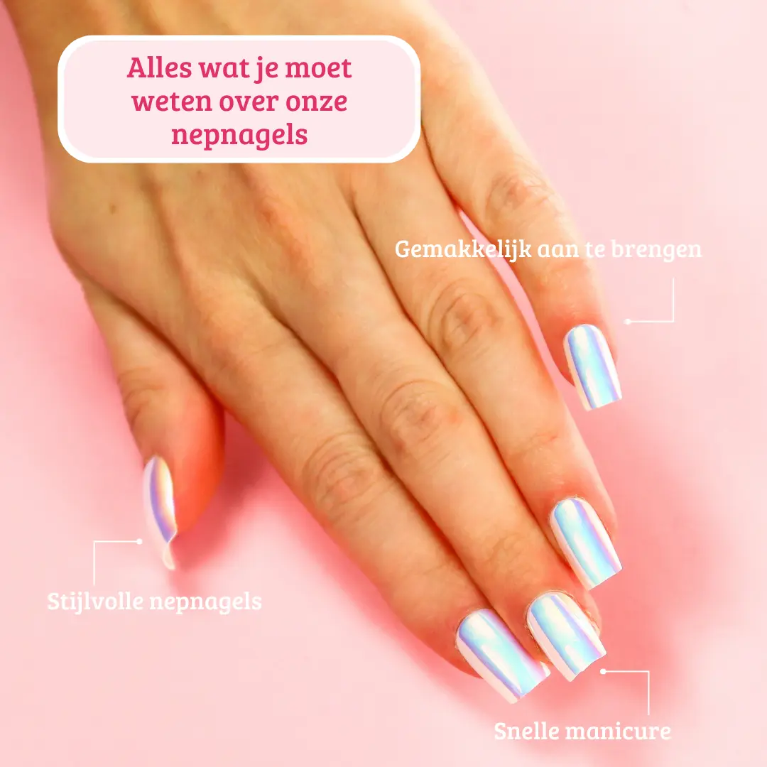 Press On French Nails Metallic Pearlescent - Image 9