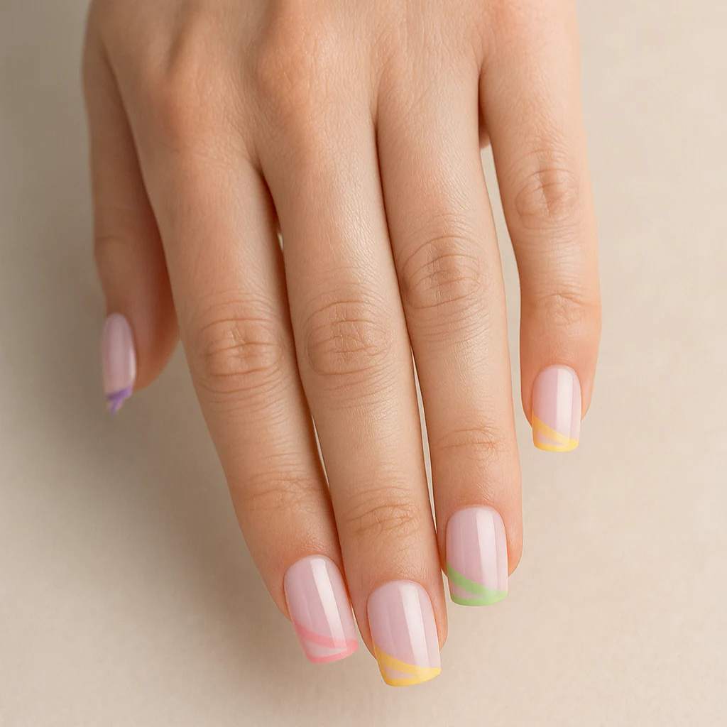 Press On French Nails Triangle Multicolor - Image 2