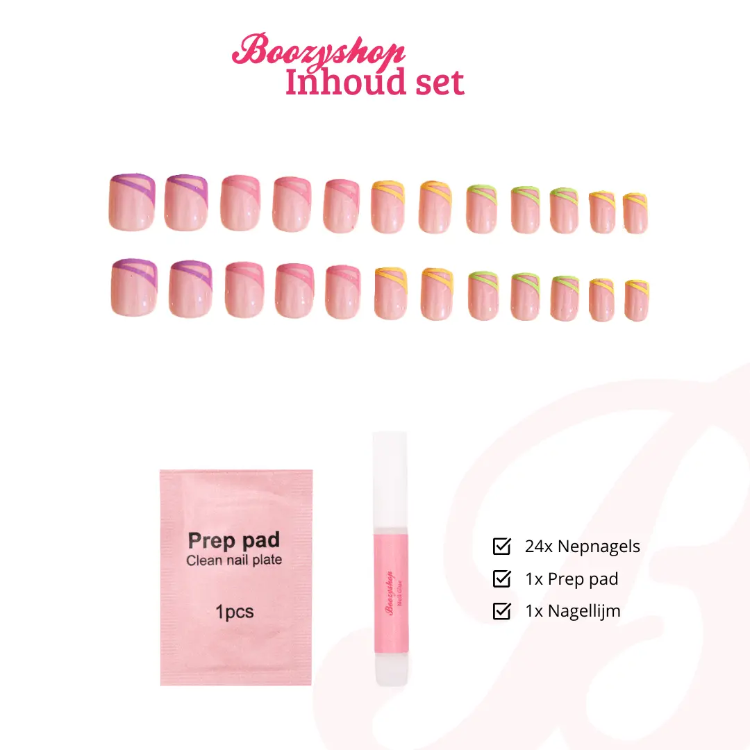 Press On French Nails Triangle Multicolor - Image 4