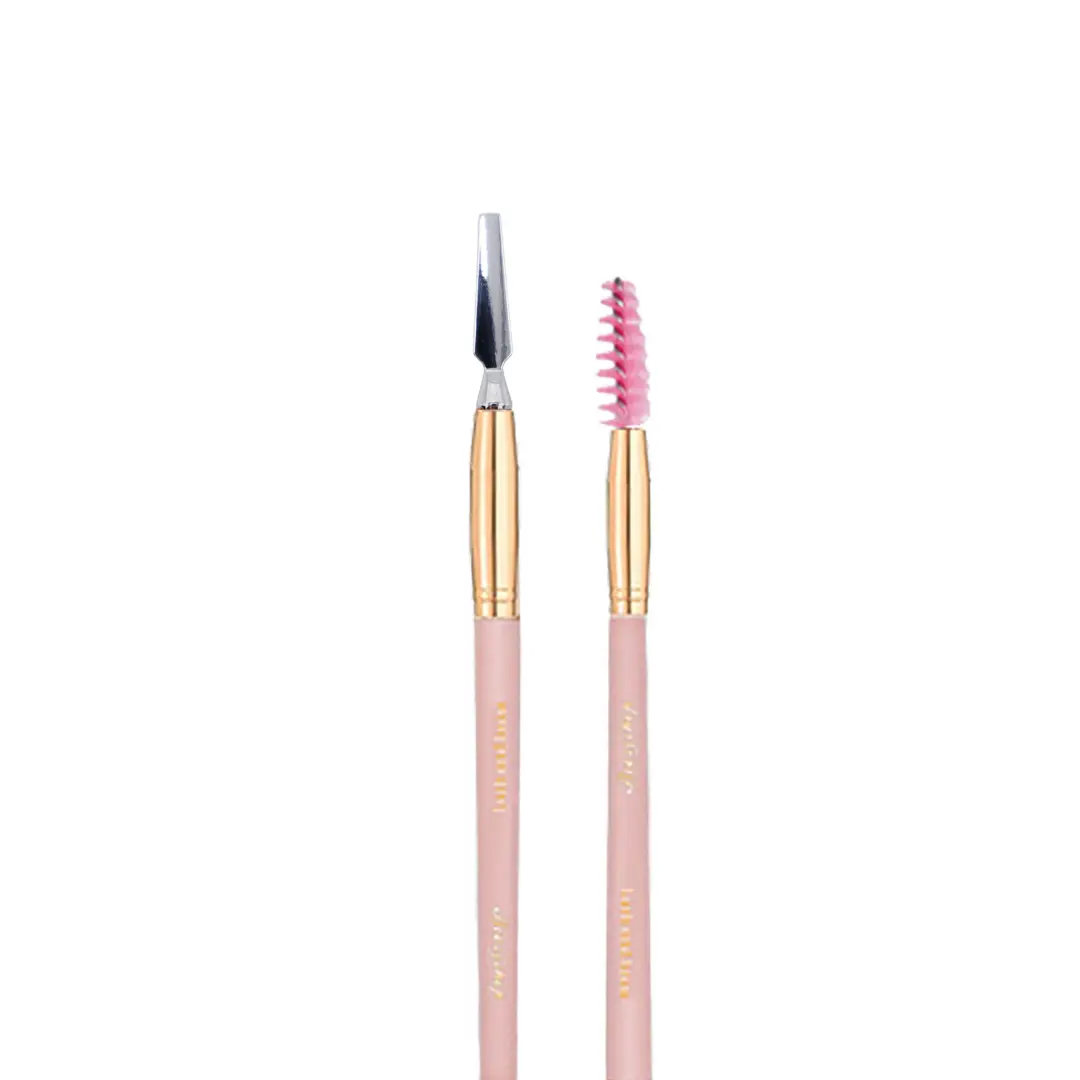 Soft Pink & Gold Brow Sculpting Duo Brush