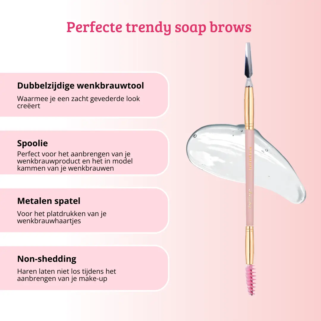 Soft Pink & Gold Brow Sculpting Duo Brush - Image 3
