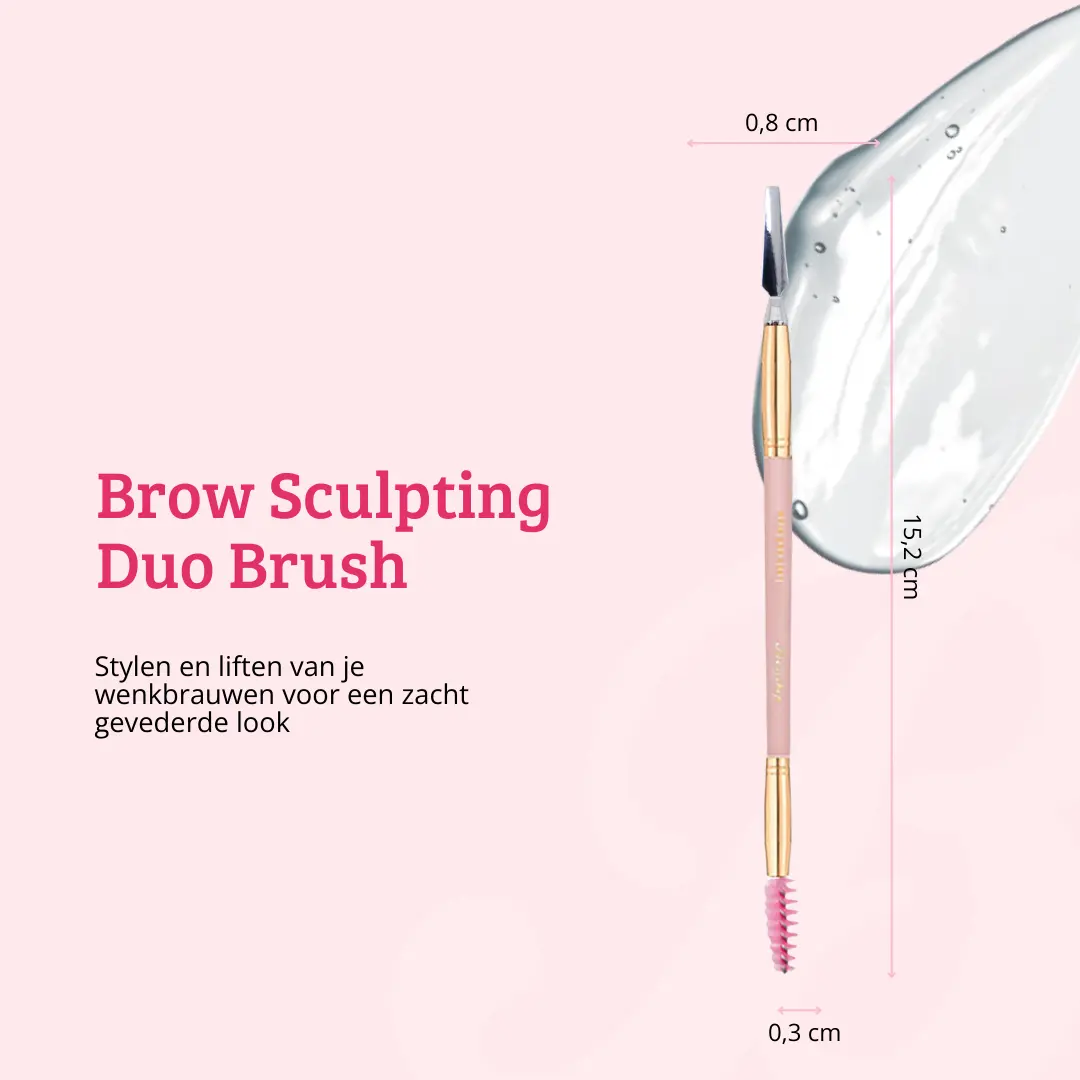 Soft Pink & Gold Brow Sculpting Duo Brush - Image 7