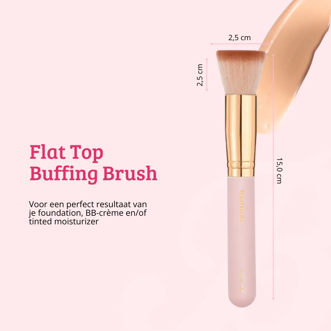 Soft Pink & Gold Flat Top Buffing Brush - Image 7