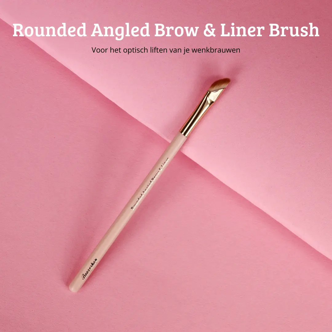 Soft Pink & Gold Rounded Angled Brow & Liner Brush - Image 2