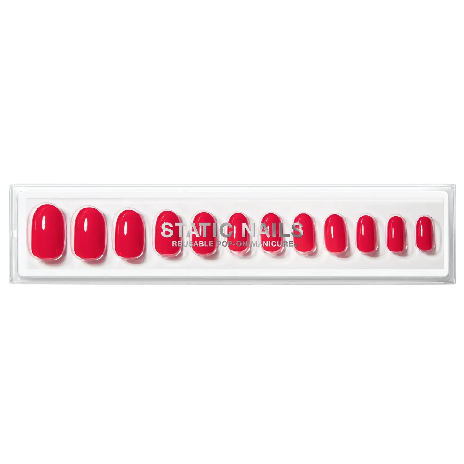 Reusable Pop-On Manicure High-End Red Round